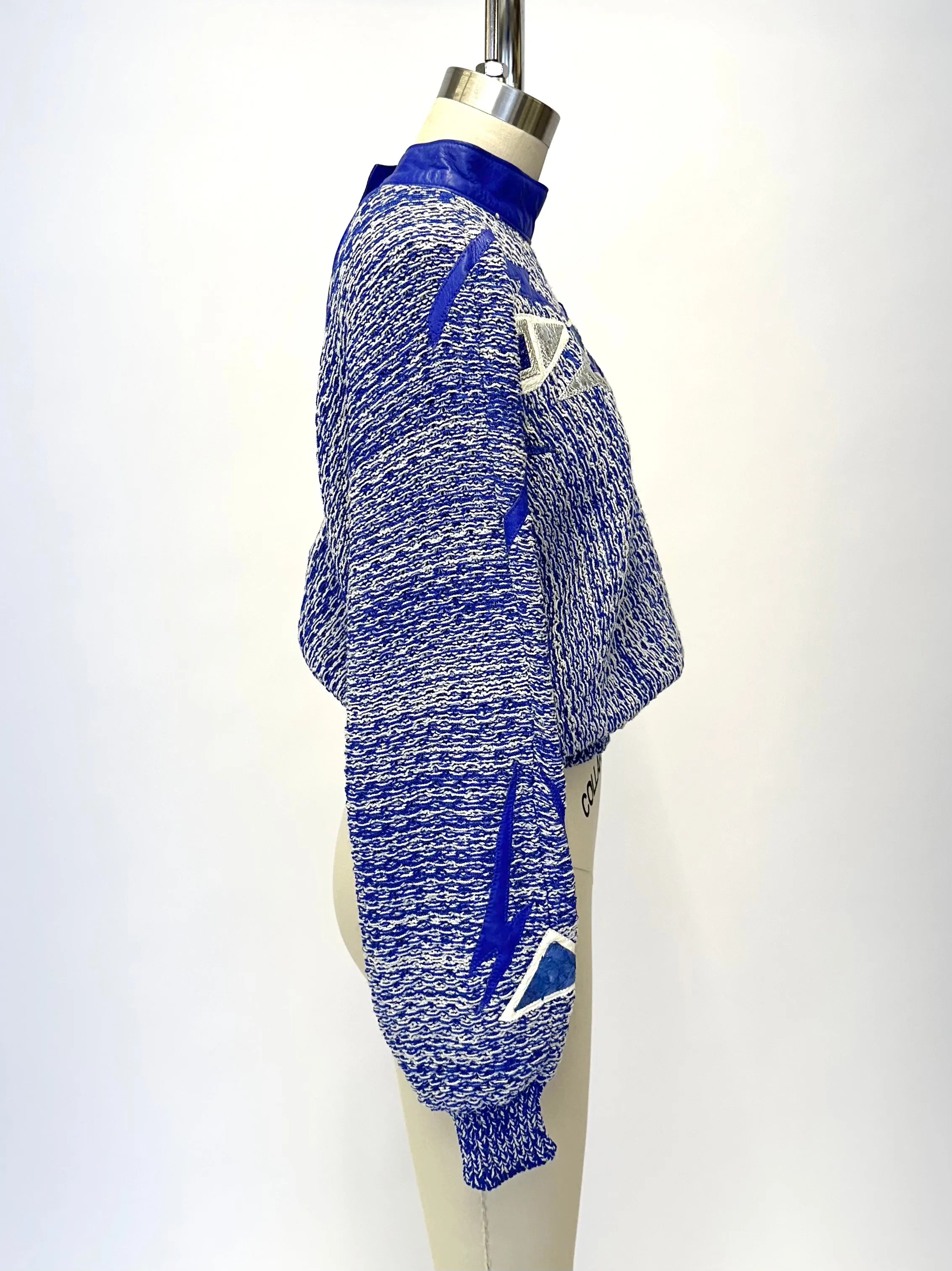 1980s Art-To-Wear Leather Appliqué Sweater