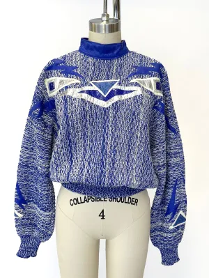1980s Art-To-Wear Leather Appliqué Sweater