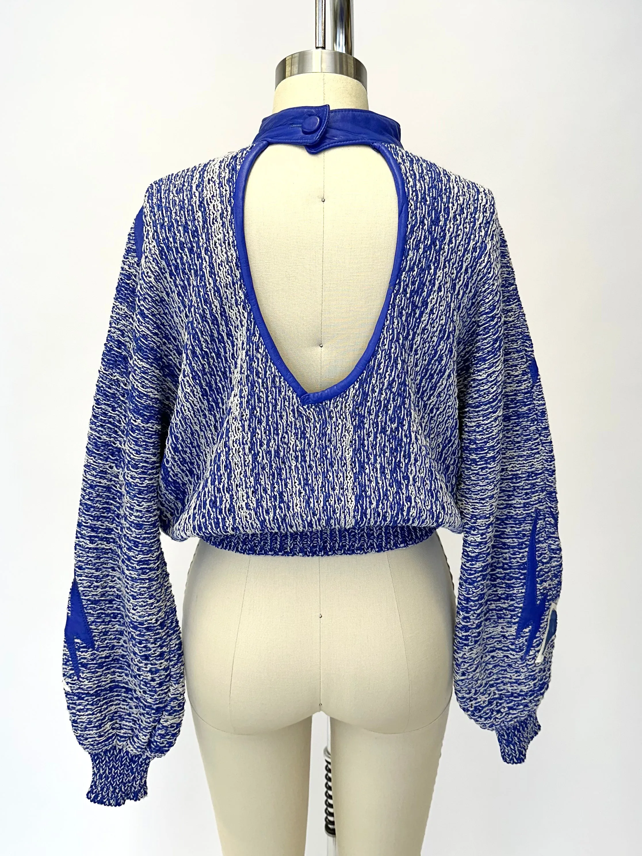 1980s Art-To-Wear Leather Appliqué Sweater