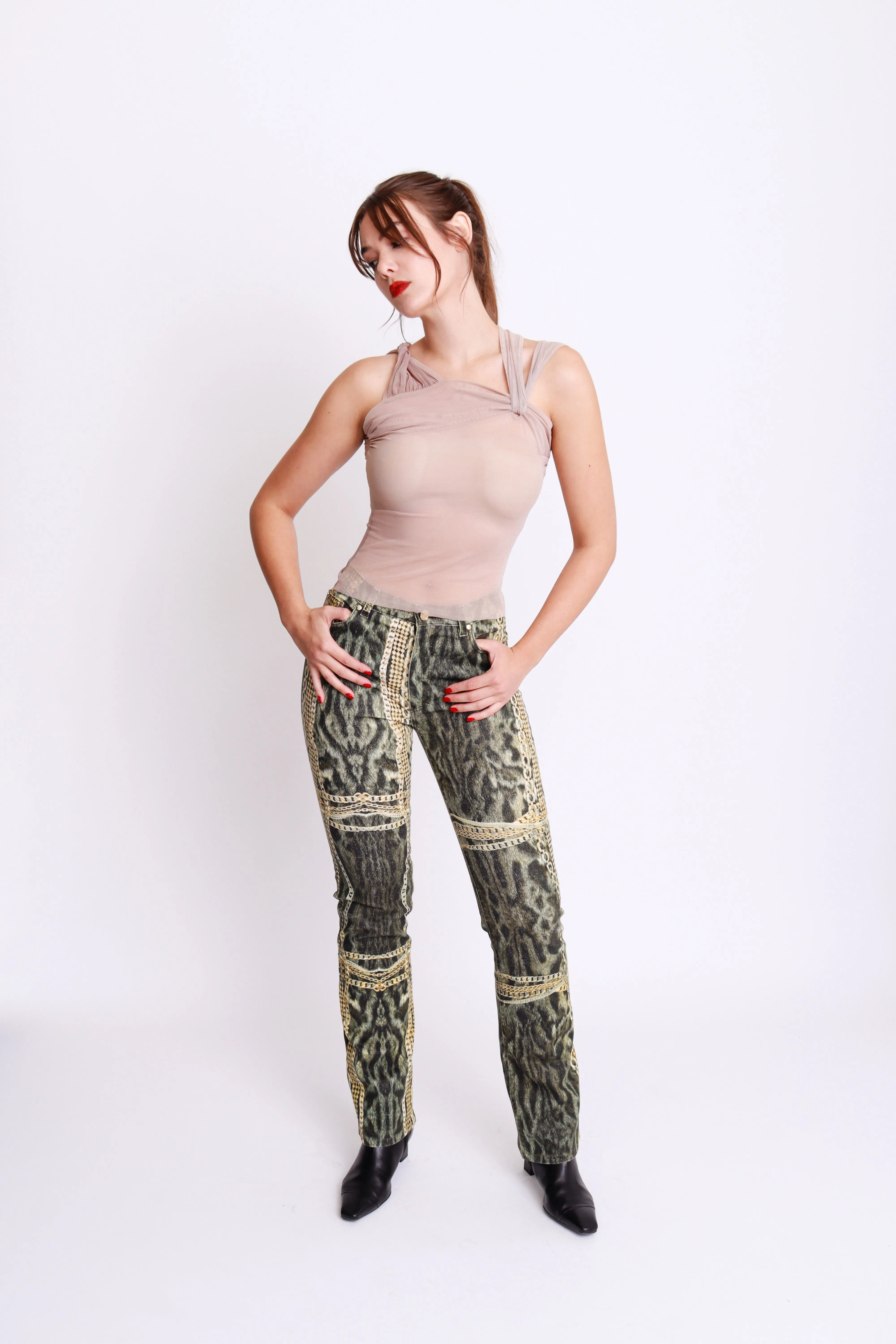 2003 F/W Leopard & Chain Jeans