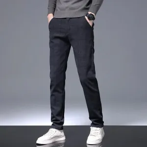 2023 New Plaid Pants Men Business Slim Fit Cotton Party High Quality Brand Clothing Casual Formal Long Trousers Male 28-38