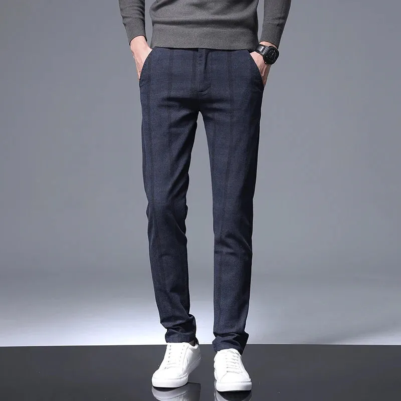 2023 New Plaid Pants Men Business Slim Fit Cotton Party High Quality Brand Clothing Casual Formal Long Trousers Male 28-38