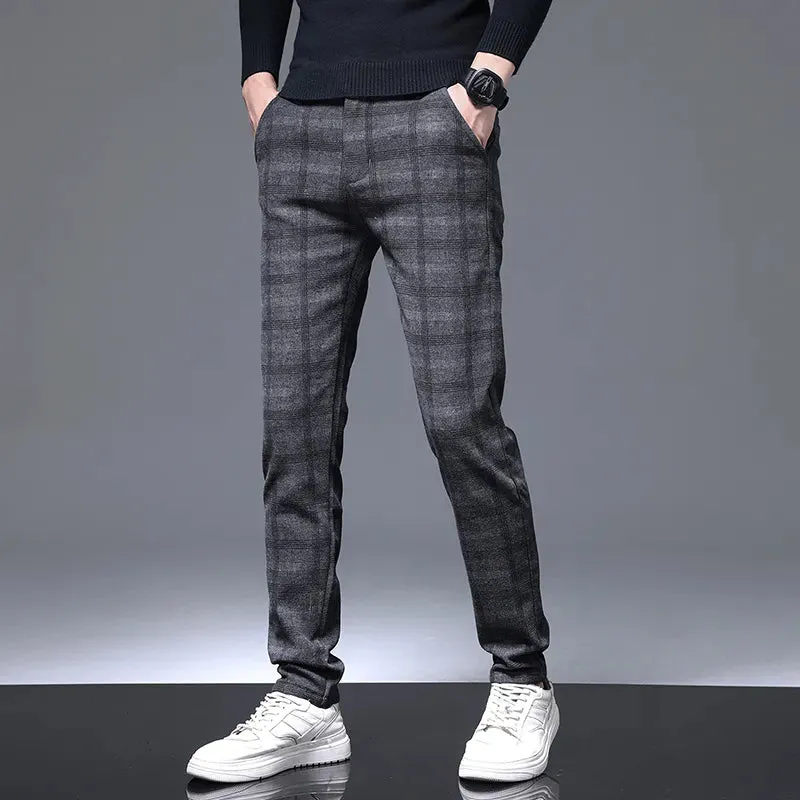 2023 New Plaid Pants Men Business Slim Fit Cotton Party High Quality Brand Clothing Casual Formal Long Trousers Male 28-38