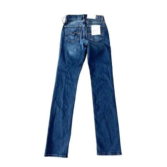 7 For All Mankind Kimmie Straight Mid Rise Denim Blue Jeans Size 24 NWT
