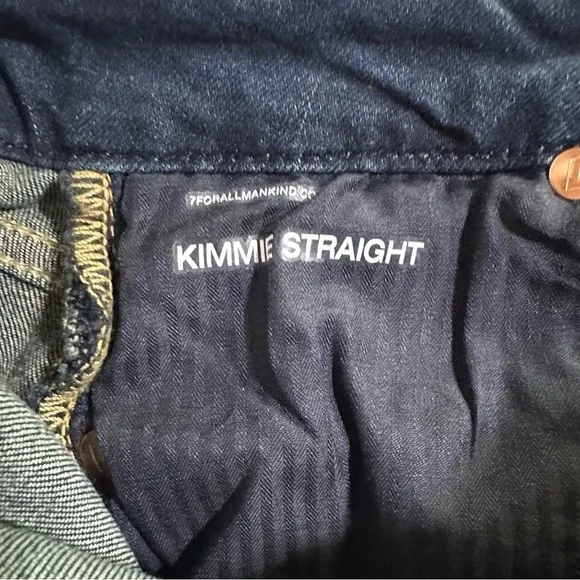 7 For All Mankind Kimmie Straight Mid Rise Denim Blue Jeans Size 24 NWT