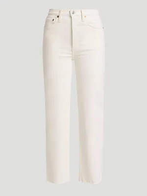 70s White Stove Pipe Straight Jeans