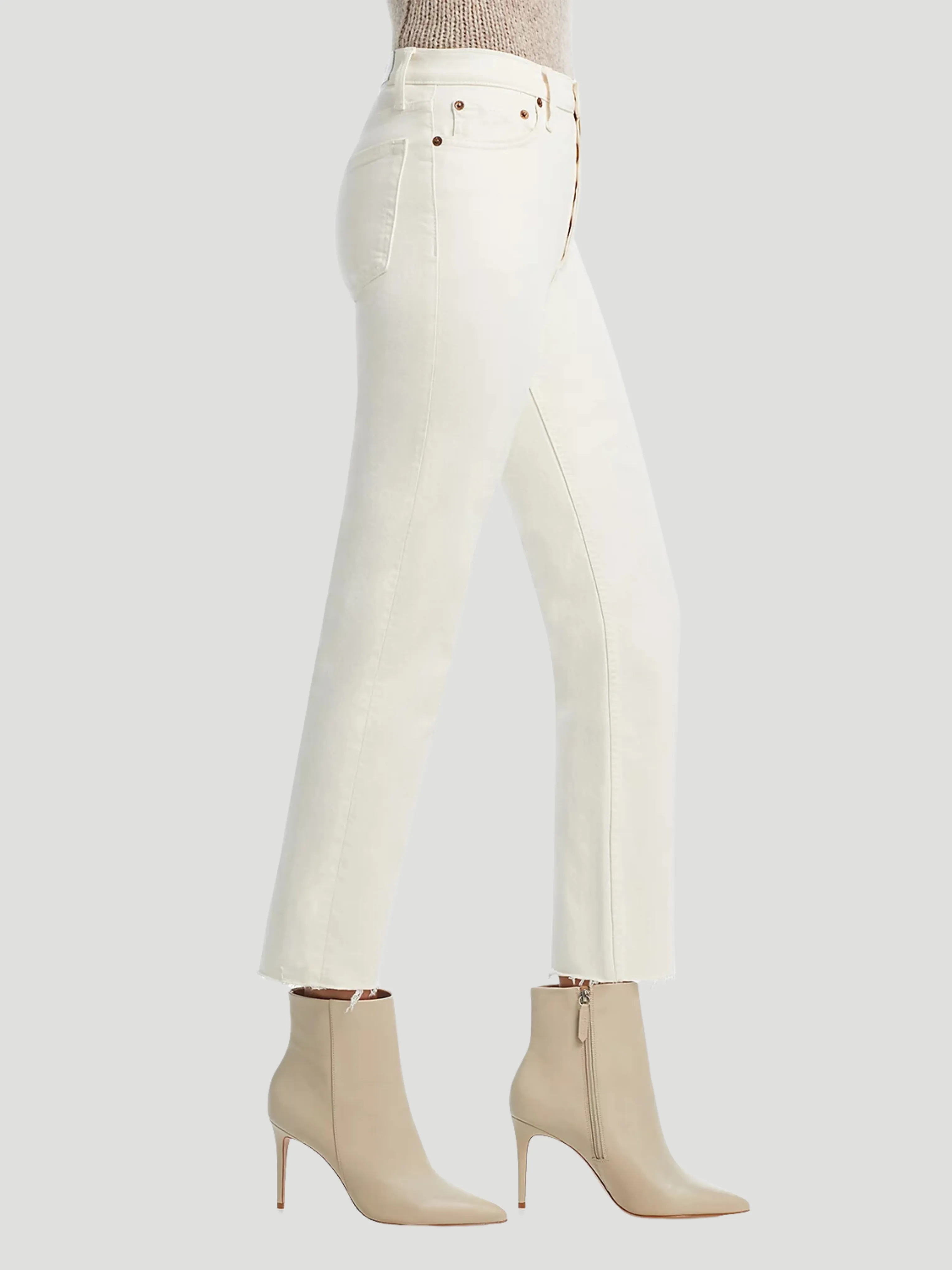 70s White Stove Pipe Straight Jeans