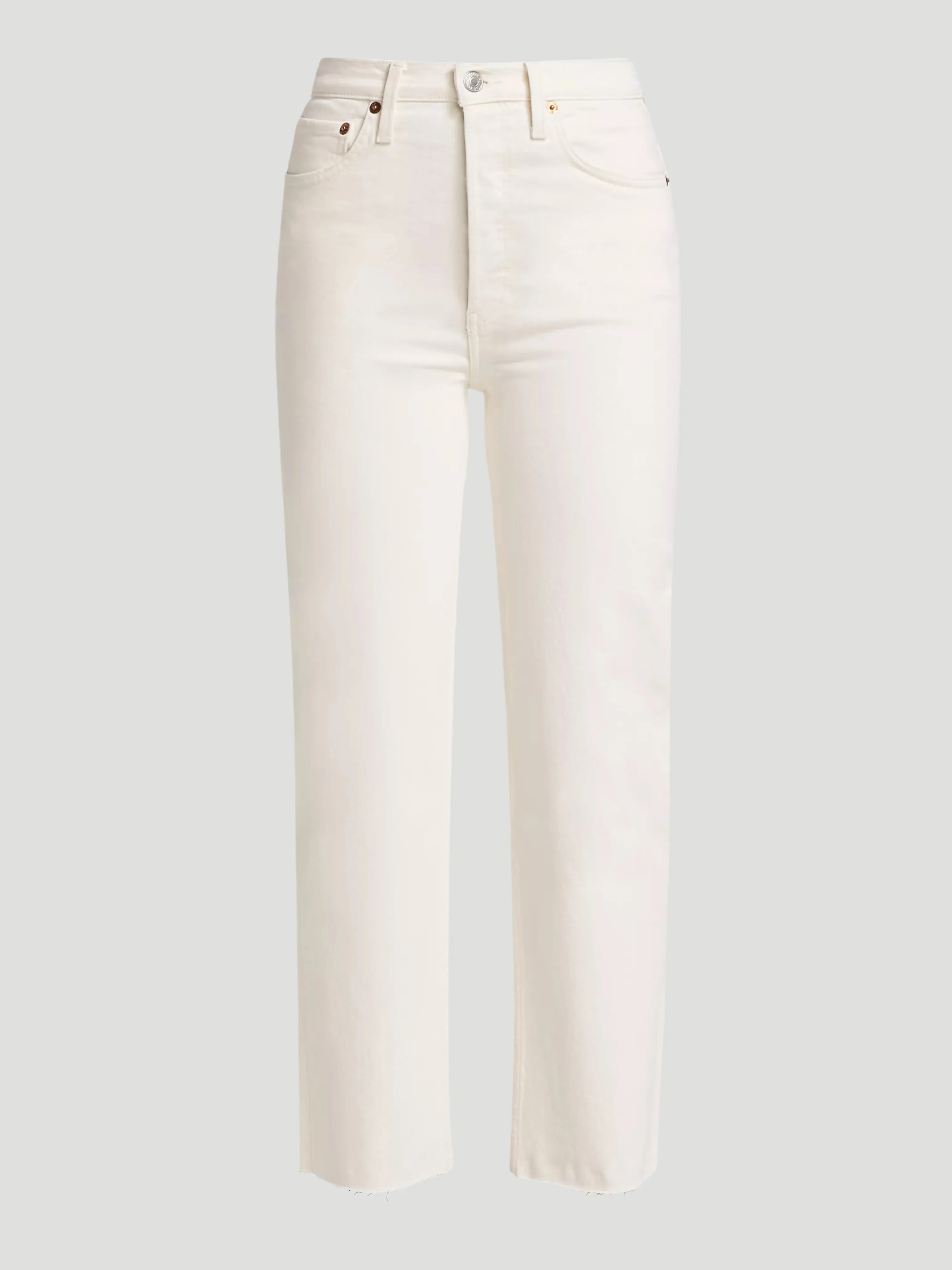 70s White Stove Pipe Straight Jeans
