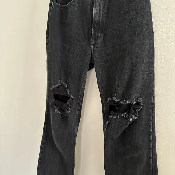 Abercrombie &amp; Fitch The Ankle Straight Ultra High Rise Jeans Black