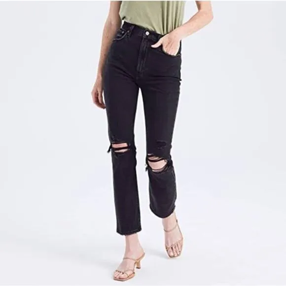 Abercrombie &amp; Fitch The Ankle Straight Ultra High Rise Jeans Black