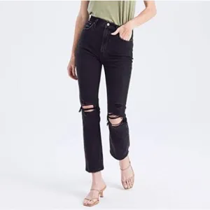 Abercrombie &amp; Fitch The Ankle Straight Ultra High Rise Jeans Black