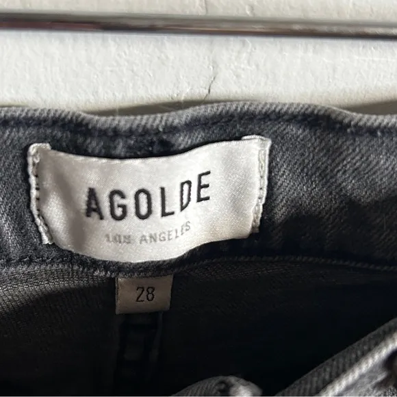 AGOLDE Faded Black Riley High Rise Straight Crop Jeans