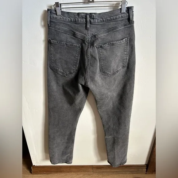 AGOLDE Faded Black Riley High Rise Straight Crop Jeans