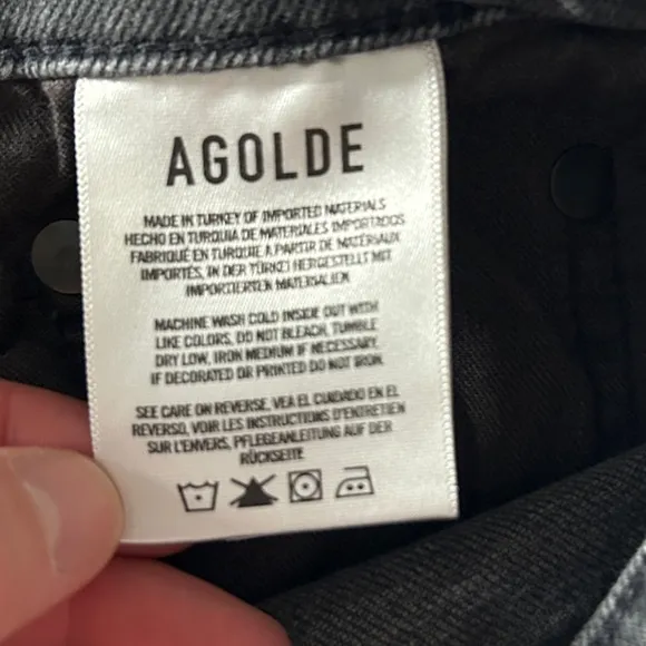 AGOLDE Faded Black Riley High Rise Straight Crop Jeans