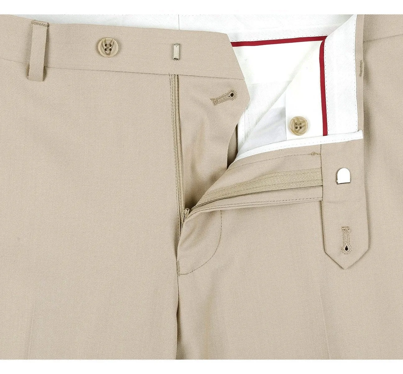 Alessandro Vitello by Renoir Beige Classic Fit Flat Front Suit Separate Pants 201-3