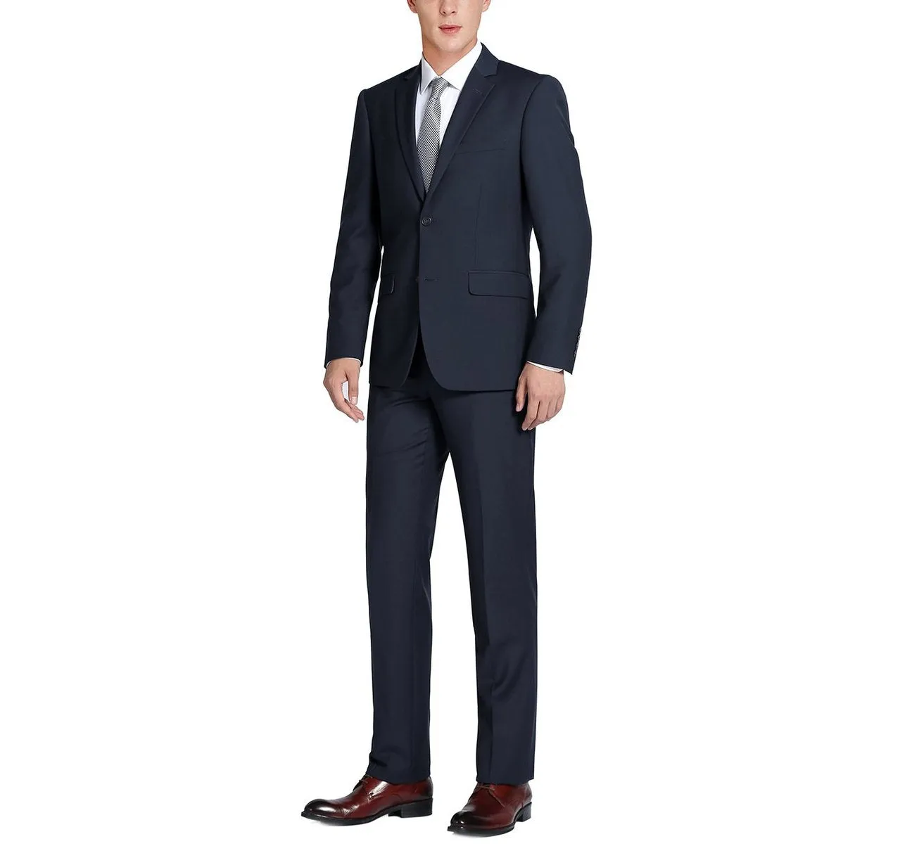 Alessandro Vitello by Renoir Dark Navy 2-Piece Classic Fit Single Breasted Notch Lapel Suit 201-2