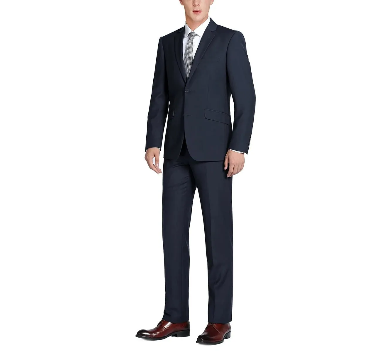 Alessandro Vitello by Renoir Dark Navy 2-Piece Classic Fit Single Breasted Notch Lapel Suit 201-2