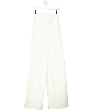 Alexis White Belted wide leg trousers UK 6