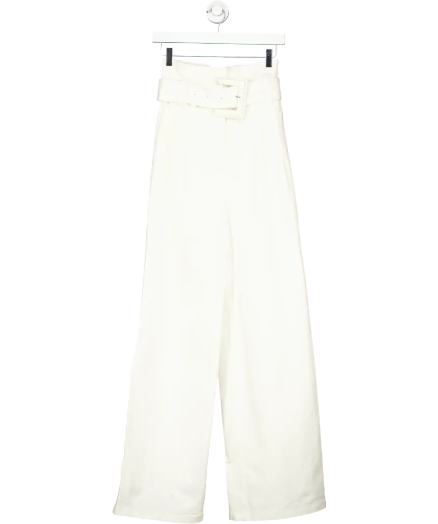 Alexis White Belted wide leg trousers UK 6