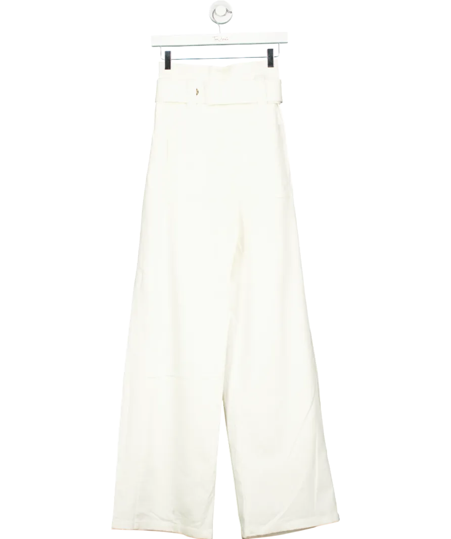 Alexis White Belted wide leg trousers UK 6