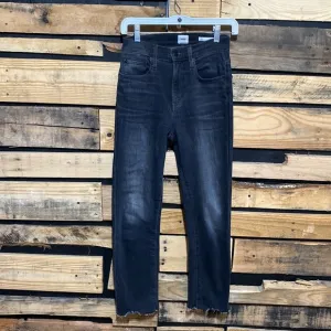 ANTHROPOLOGIE EDWIN BREE SLIM STRAIGHTCROP‎ BLACK RAW HEM JEANS SIZE 25