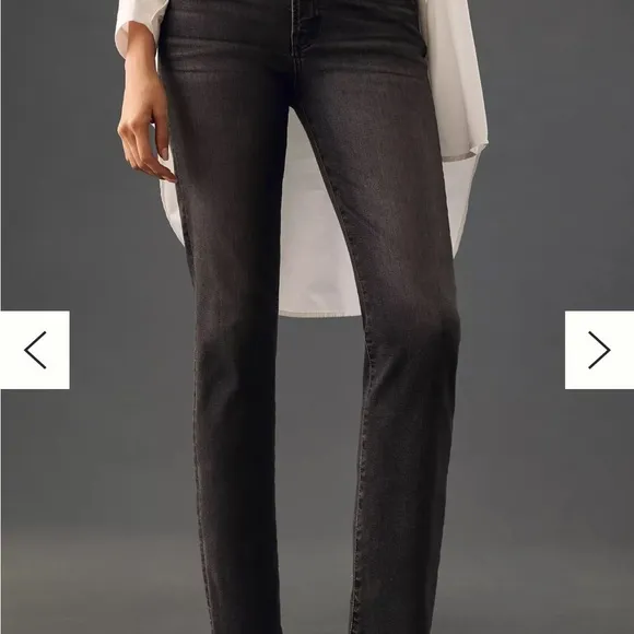 ANTHROPOLOGIE EDWIN BREE SLIM STRAIGHTCROP‎ BLACK RAW HEM JEANS SIZE 25