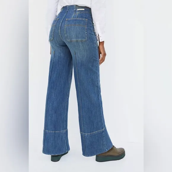 Anthropologie Pilcro Ultra High-Rise Seamed Wide-Leg Jeans size 25 Petite