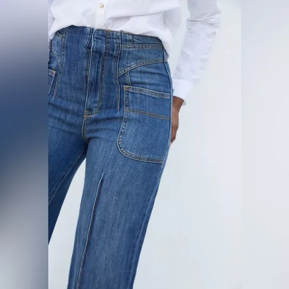 Anthropologie Pilcro Ultra High-Rise Seamed Wide-Leg Jeans size 25 Petite