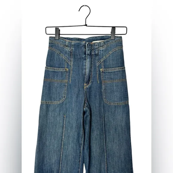 Anthropologie Pilcro Ultra High-Rise Seamed Wide-Leg Jeans size 25 Petite