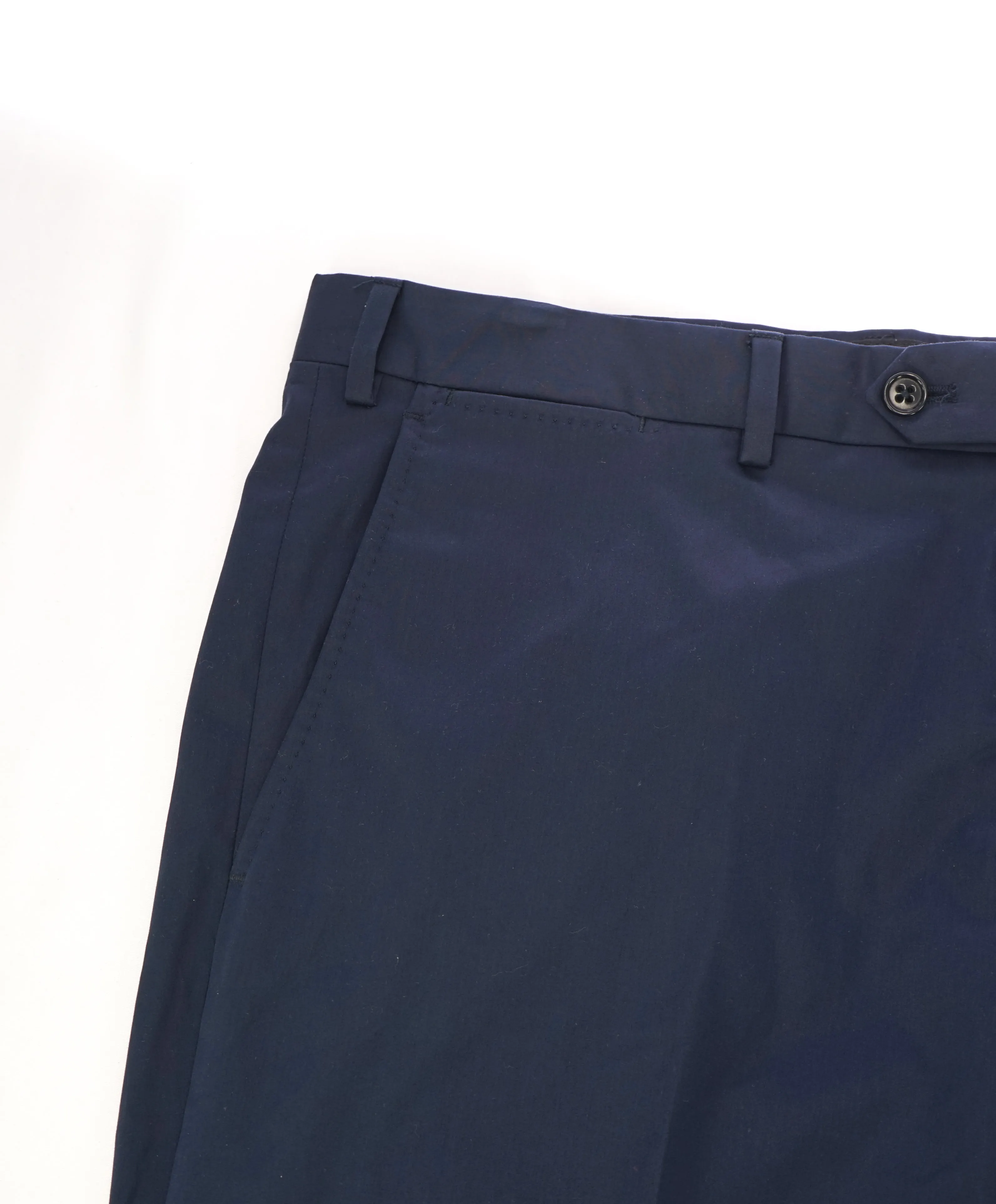 ARMANI COLLEZIONI - Navy Cotton Elastane Blend Flat Front Pants - 40W