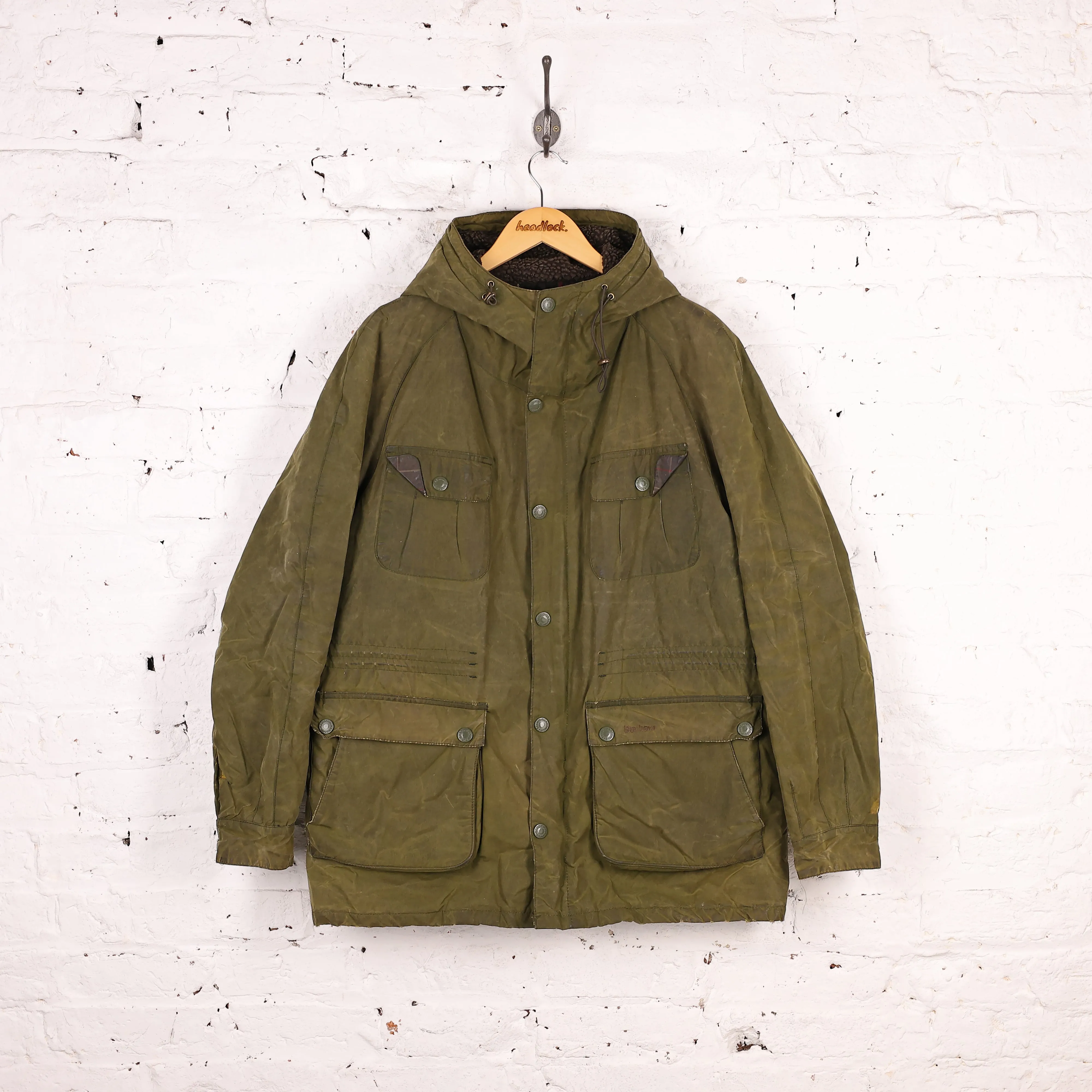 Barbour Brindle Wax Parka Jacket Coat - Green - XL