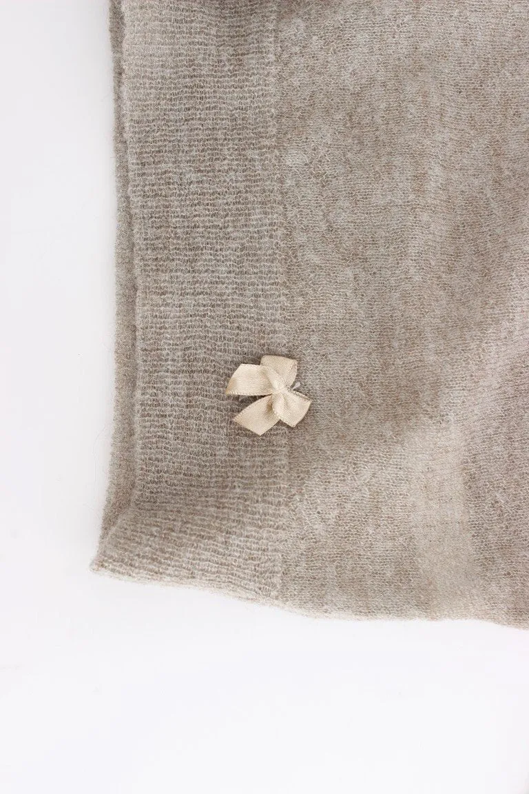 Beige Cropped Cardigan Sweater