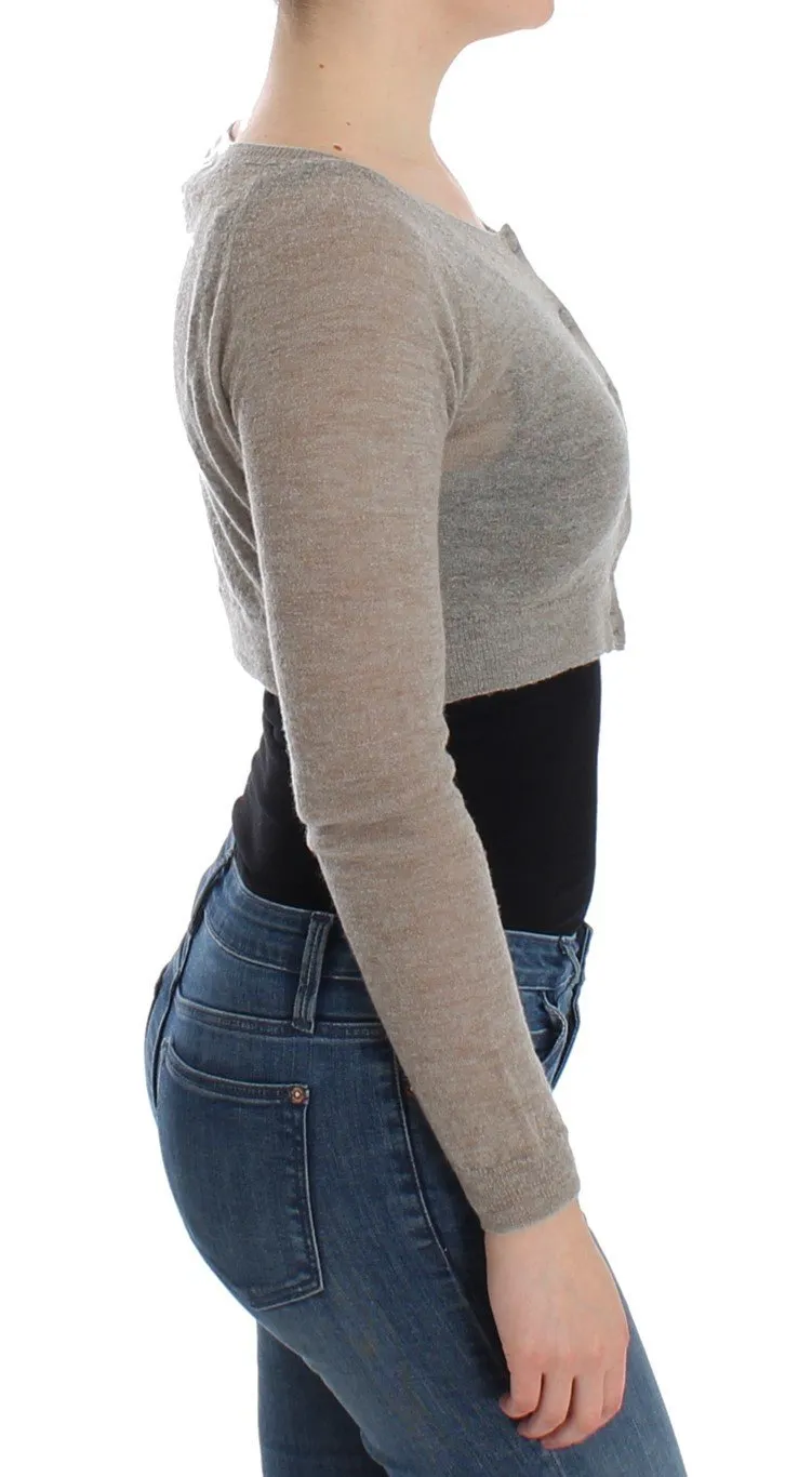 Beige Cropped Cardigan Sweater