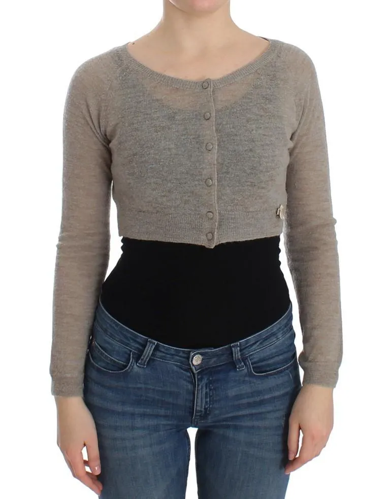 Beige Cropped Cardigan Sweater