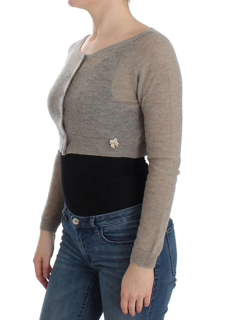 Beige Cropped Cardigan Sweater