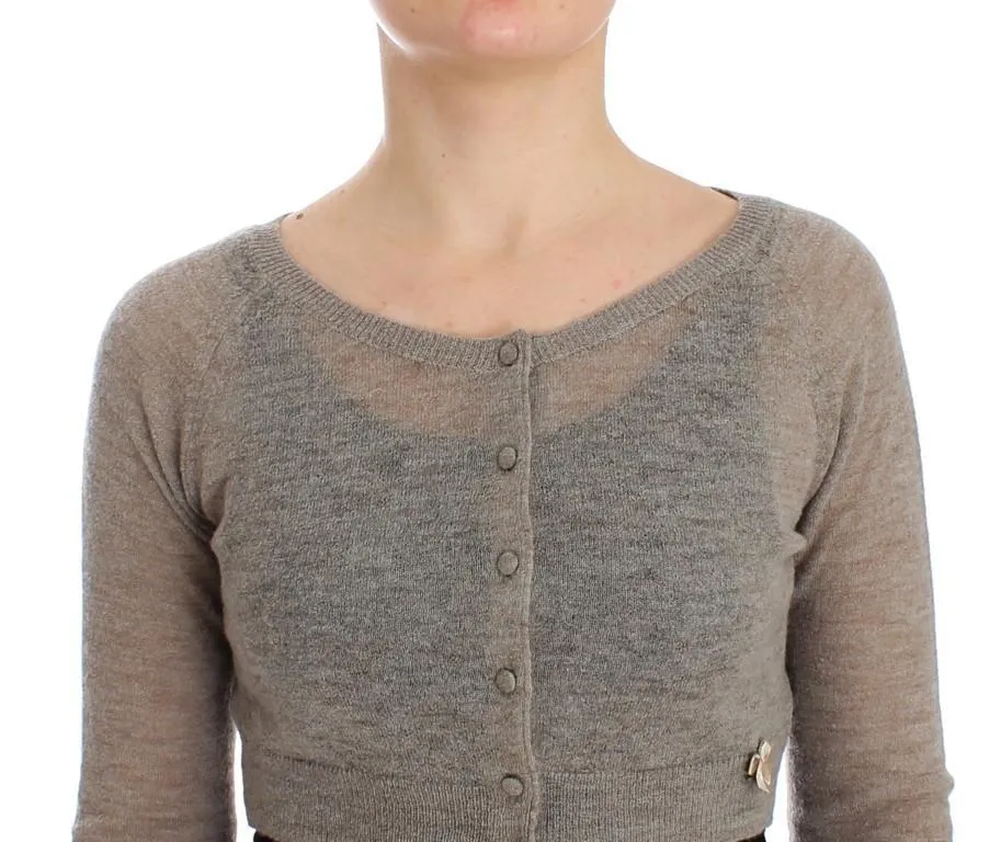 Beige Cropped Cardigan Sweater