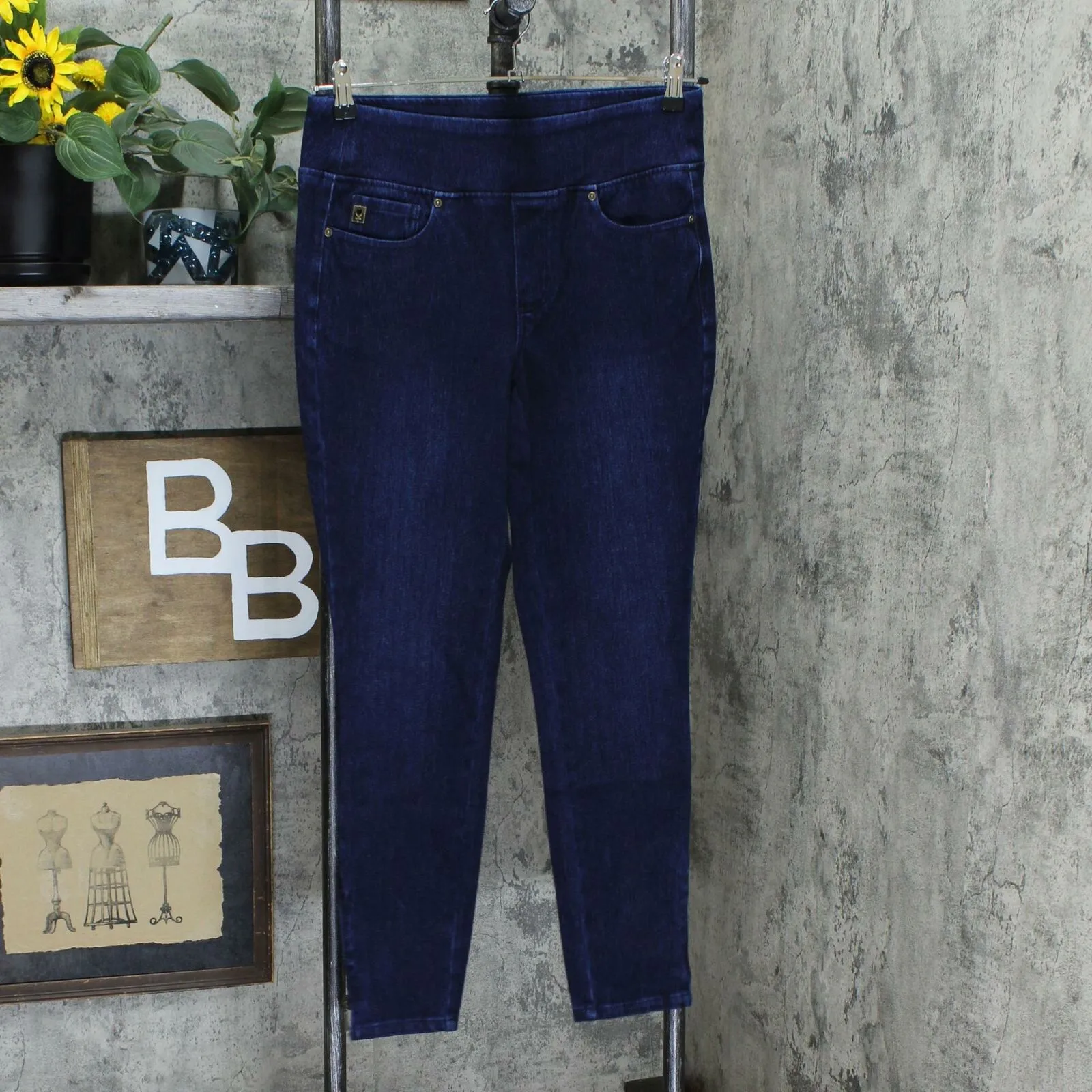 Belle by Kim Gravel Women's Flexibelle Ankle Zip Pull-On Jeans