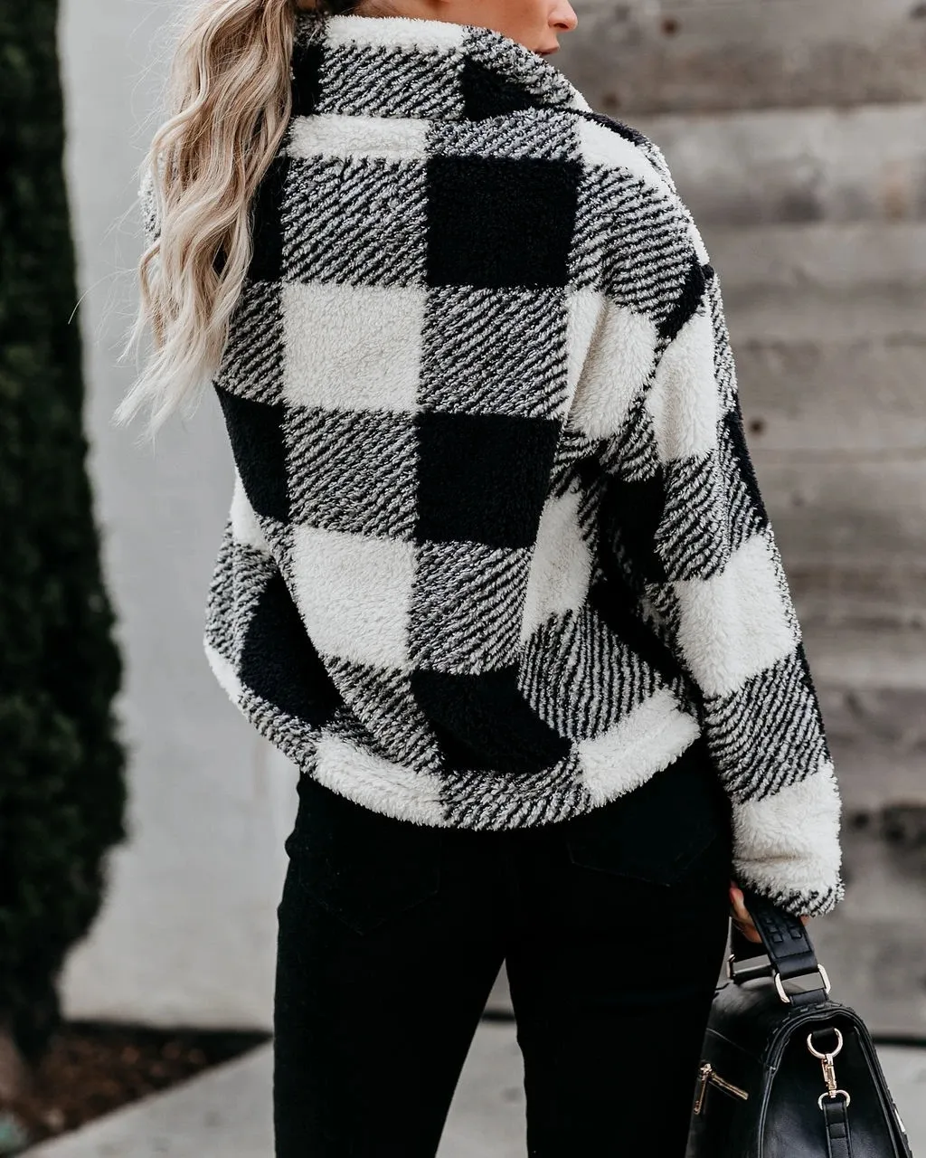 Big Checked Fluffy Sweatshirts