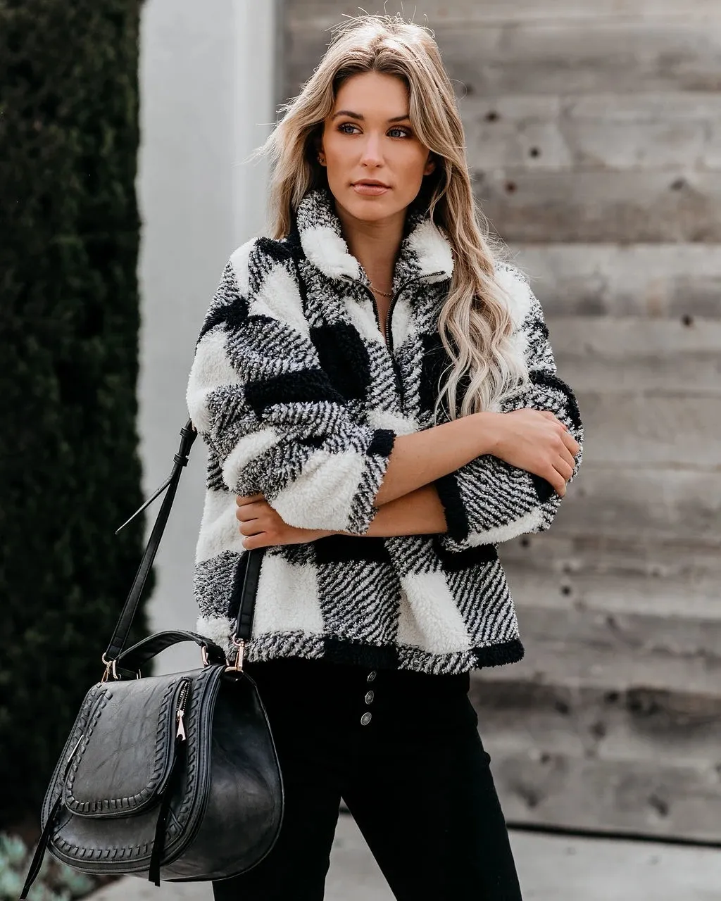 Big Checked Fluffy Sweatshirts