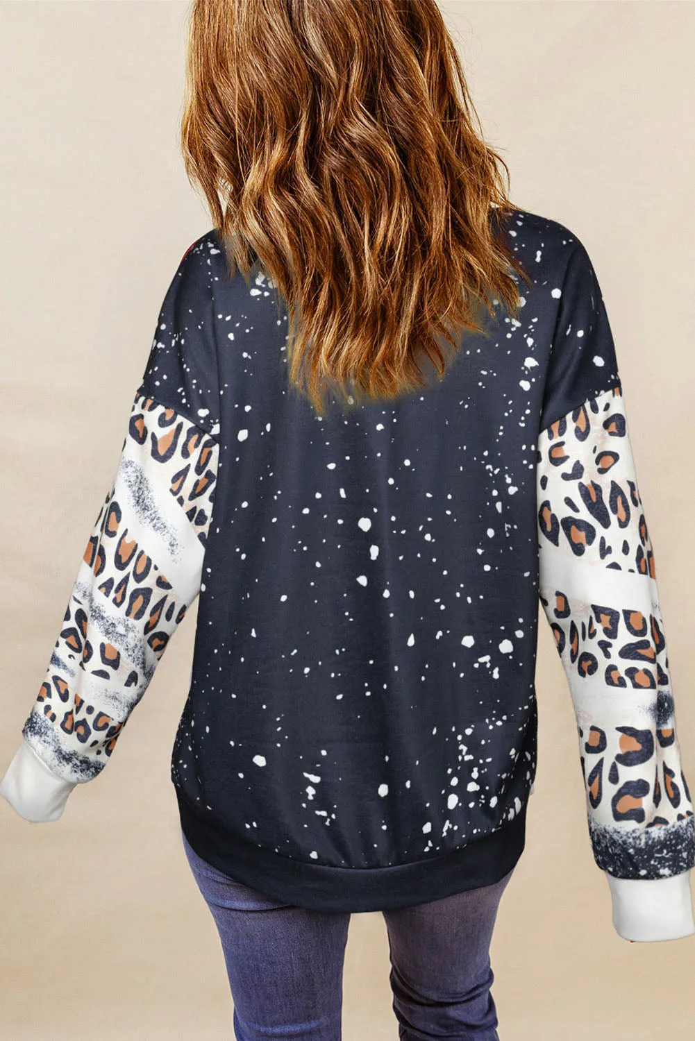 Black COWGIRL Western Graphic Leopard Tie Dye Sweatshirt