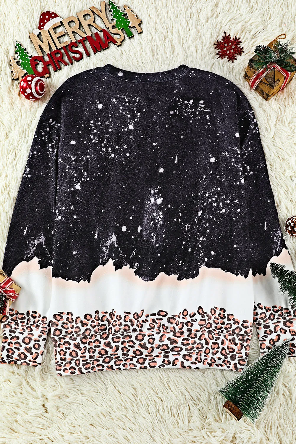 Black STATE Leopard Bleached Sweatshirt