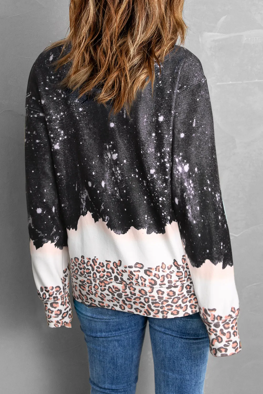 Black STATE Leopard Bleached Sweatshirt