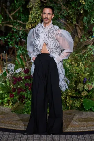 BLACK WIDE LEG TROUSERS