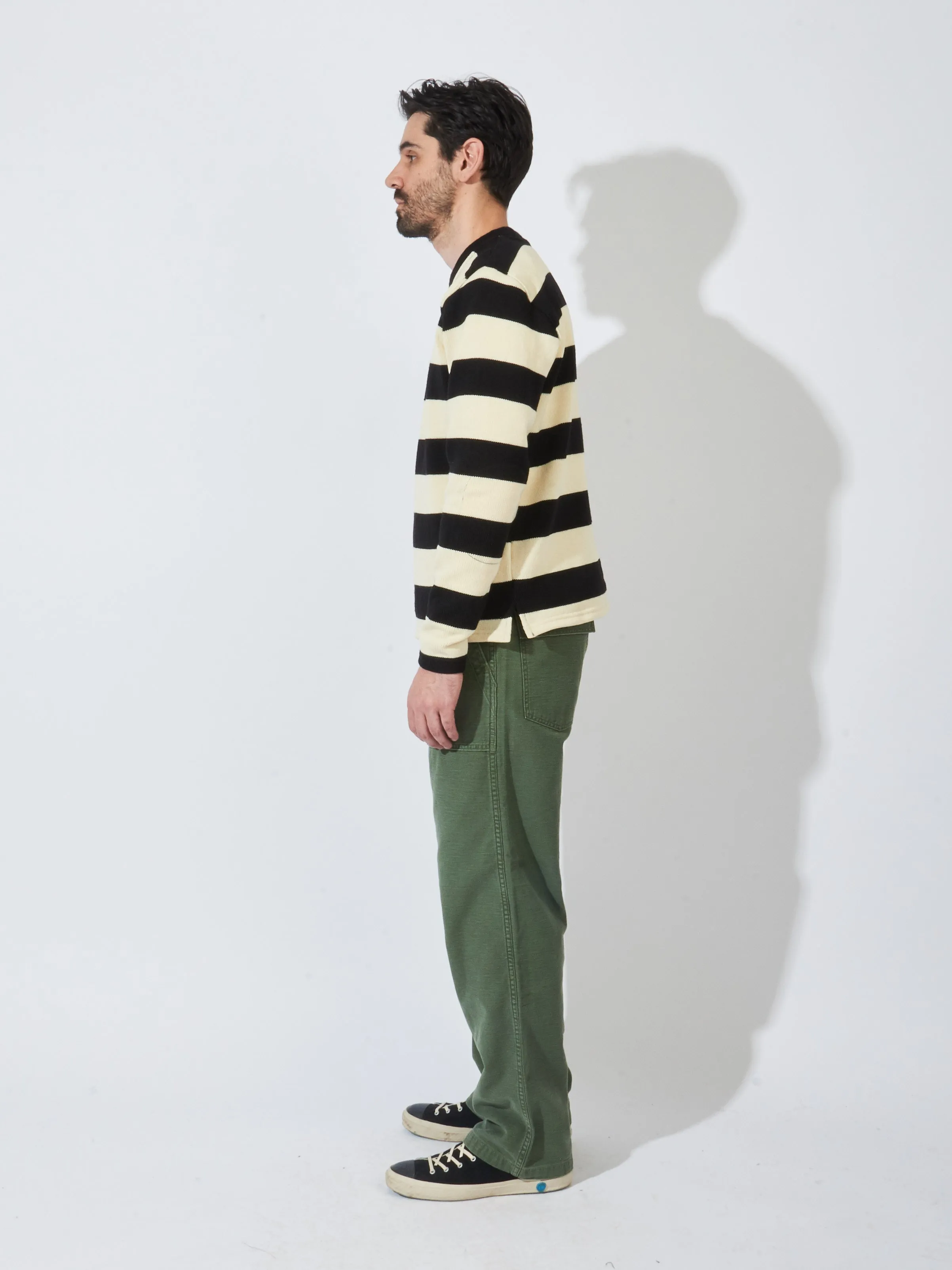 Black/Off-White Striped Naval Crew