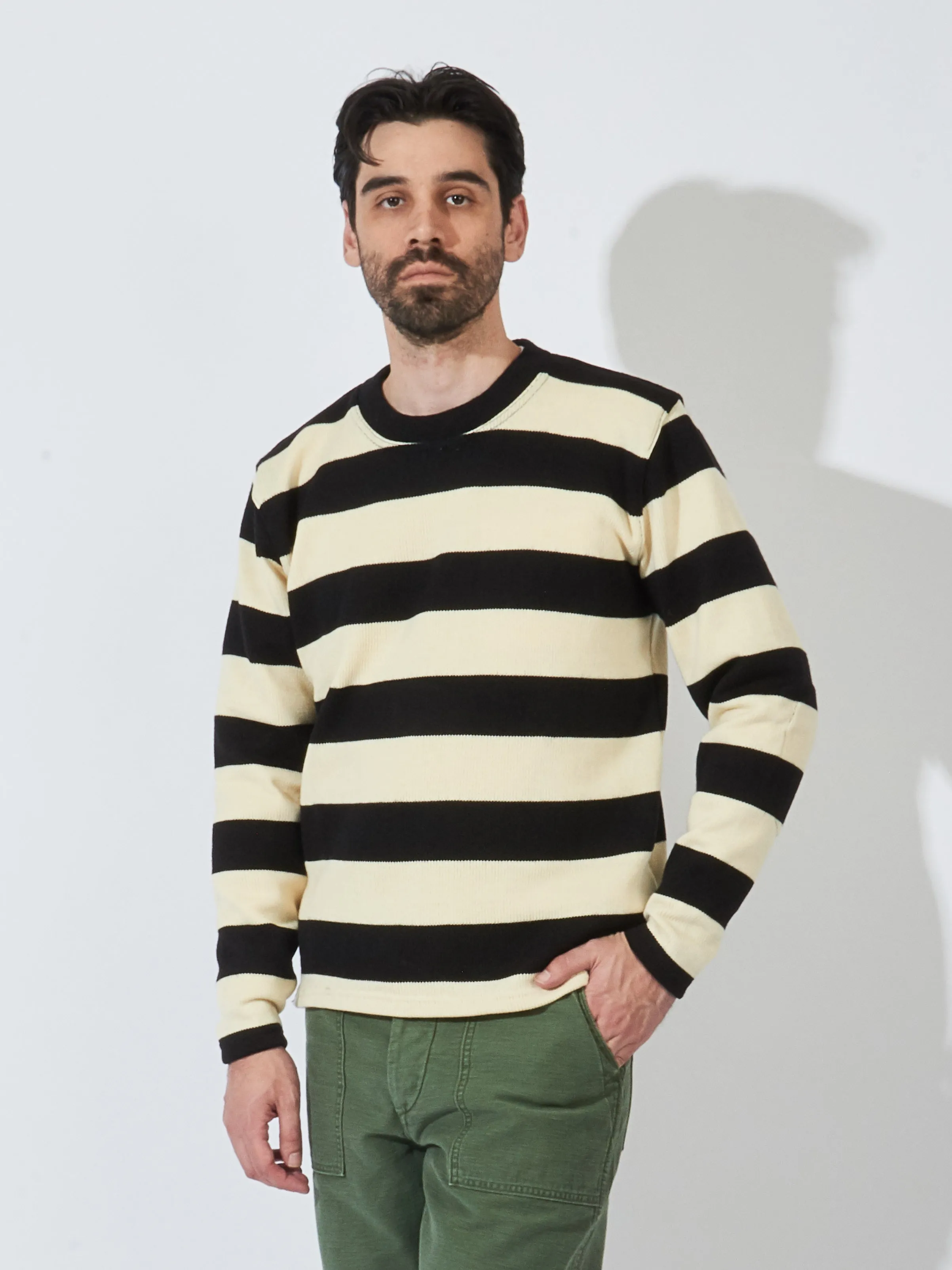 Black/Off-White Striped Naval Crew