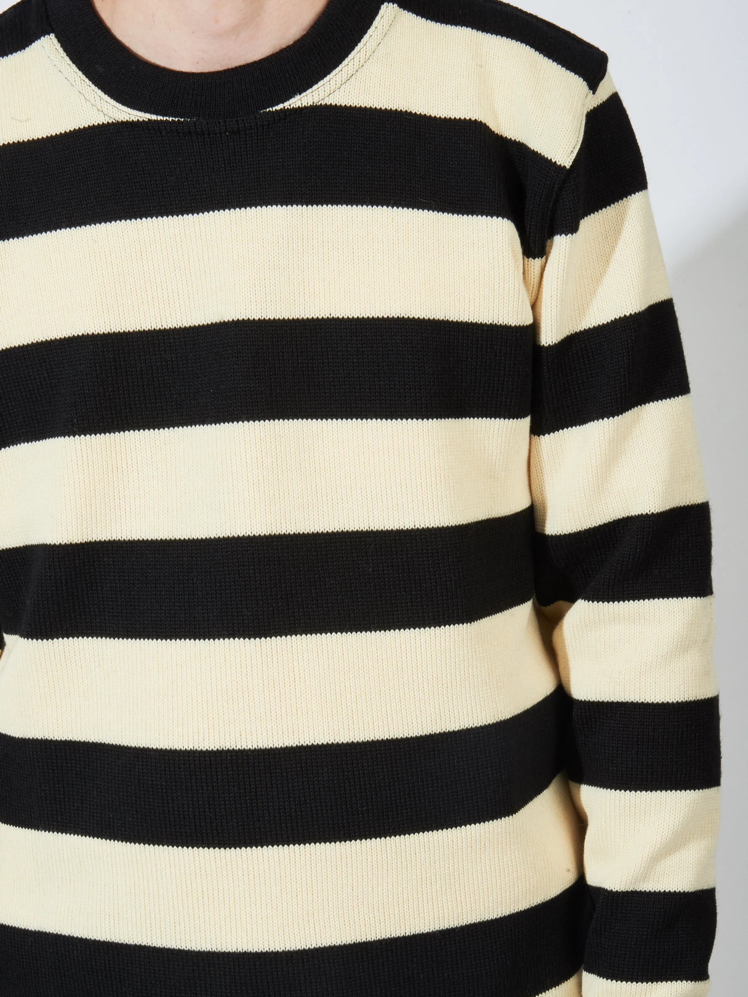 Black/Off-White Striped Naval Crew