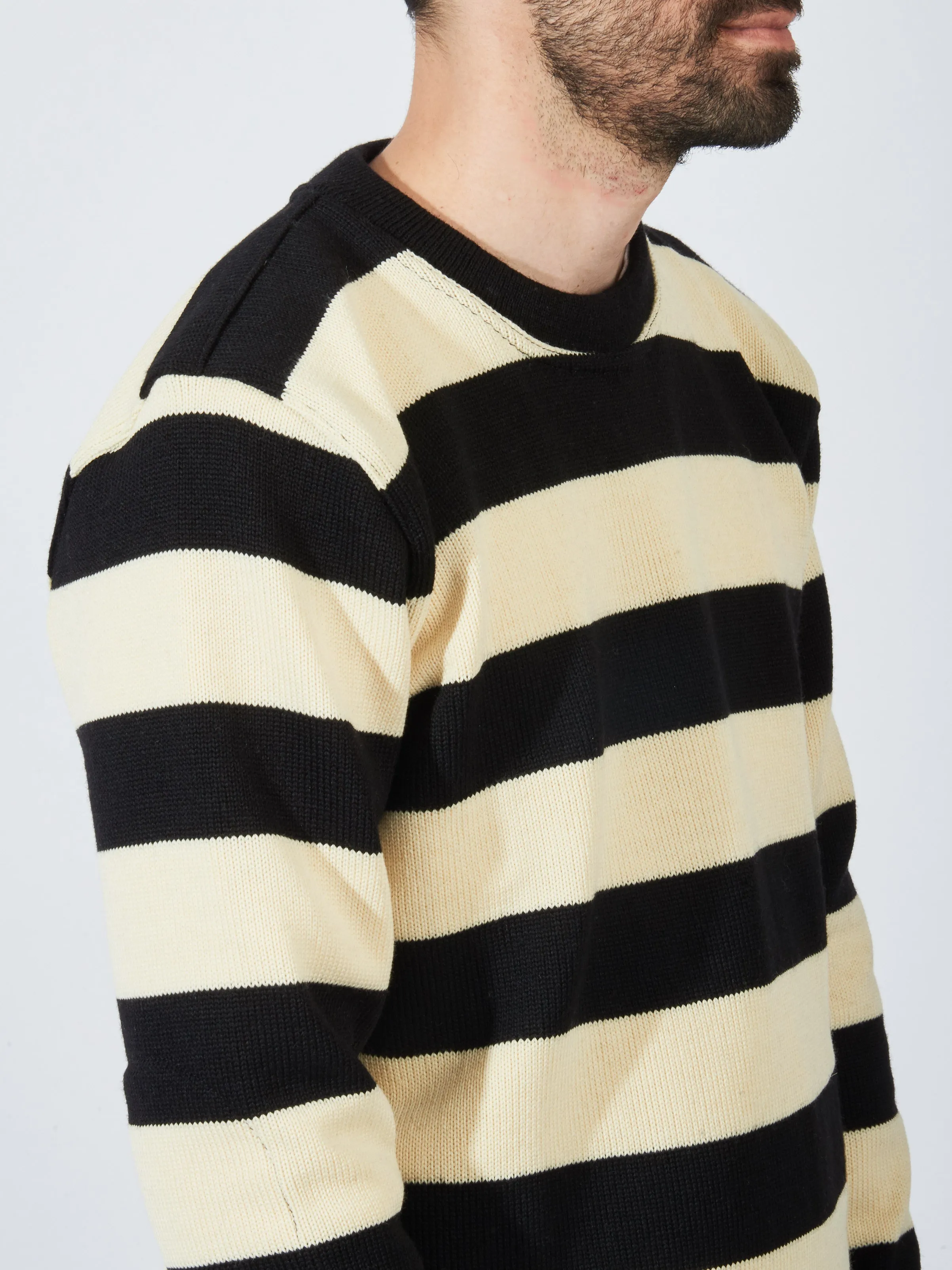 Black/Off-White Striped Naval Crew