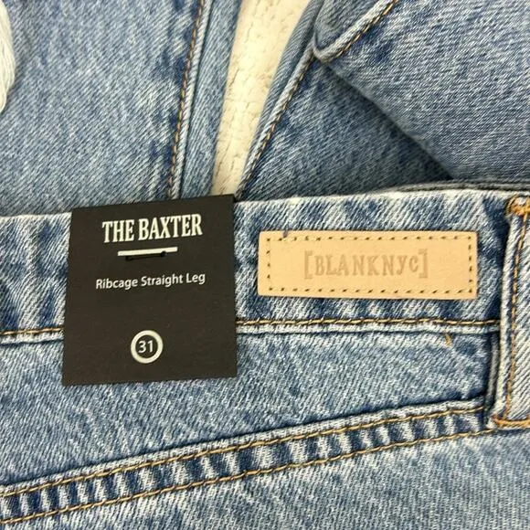 Blank NYC womens sz 31 the baxter ribcage straight leg jeans distressed new