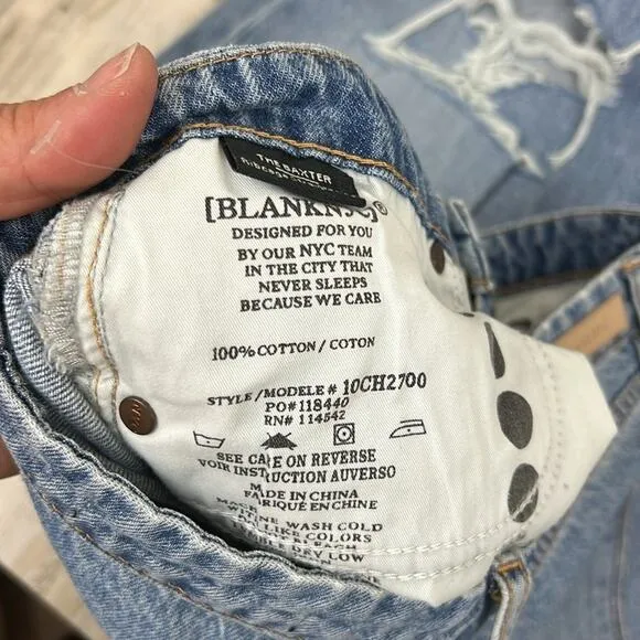 Blank NYC womens sz 31 the baxter ribcage straight leg jeans distressed new