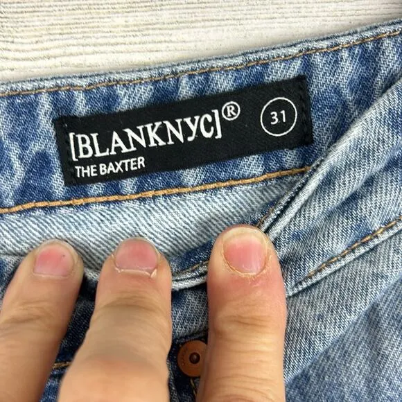 Blank NYC womens sz 31 the baxter ribcage straight leg jeans distressed new